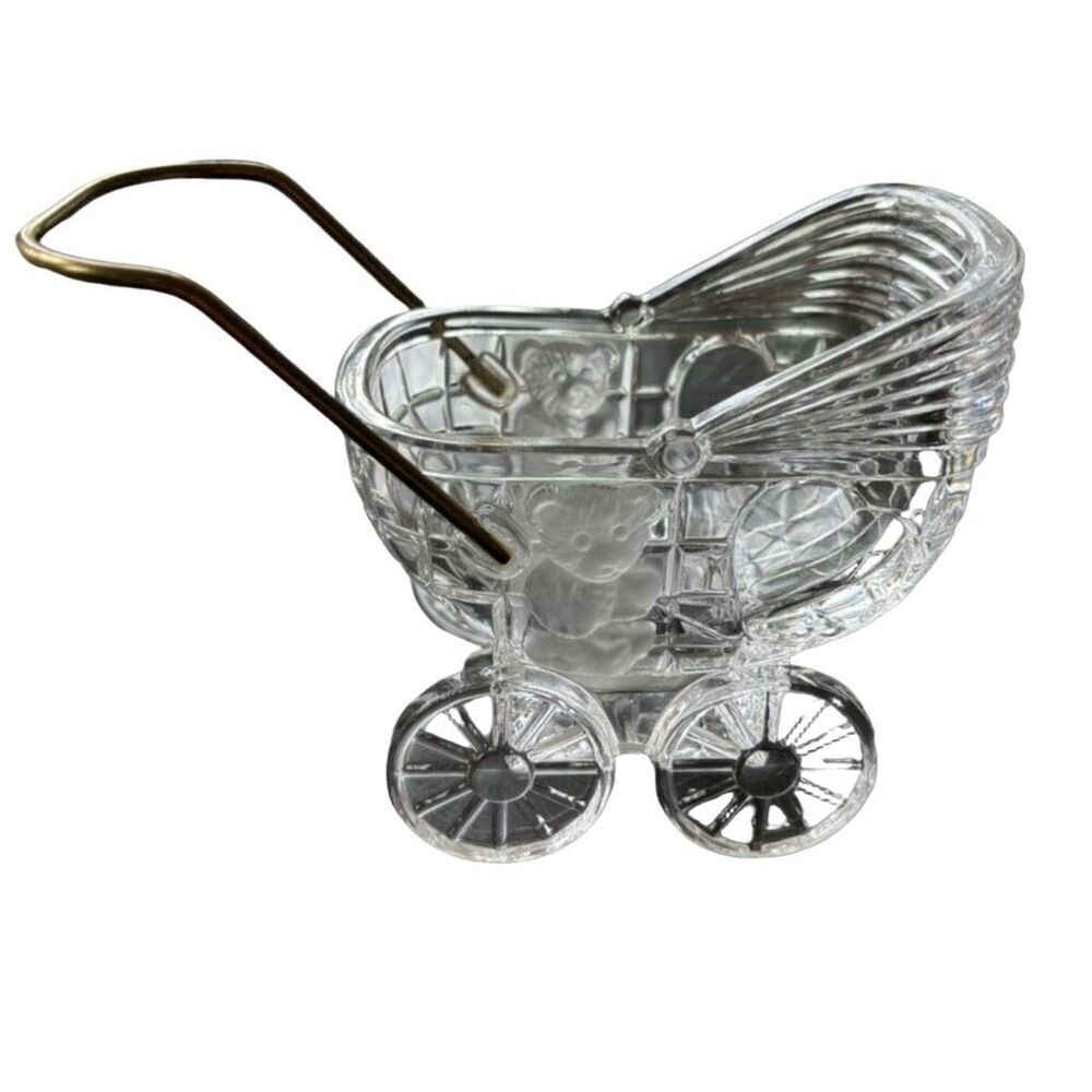 Hand cut 24% lead Crystal baby carriage by Crystal Clear Industries Germany